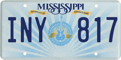 MS license plate INY817