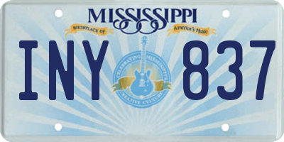 MS license plate INY837