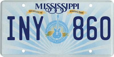 MS license plate INY860