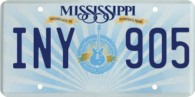 MS license plate INY905