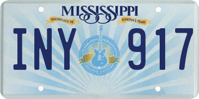 MS license plate INY917