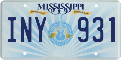 MS license plate INY931