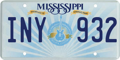 MS license plate INY932