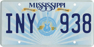 MS license plate INY938