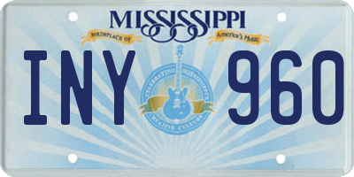 MS license plate INY960