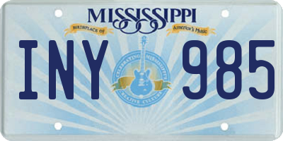 MS license plate INY985