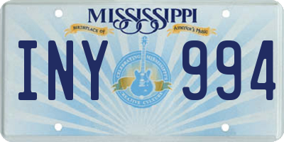 MS license plate INY994