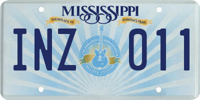 MS license plate INZ011