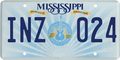 MS license plate INZ024