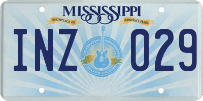 MS license plate INZ029