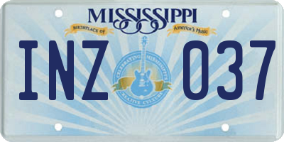 MS license plate INZ037