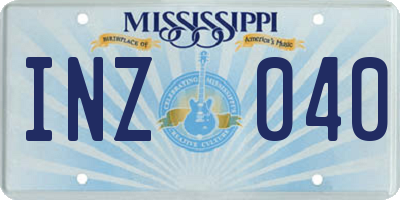 MS license plate INZ040