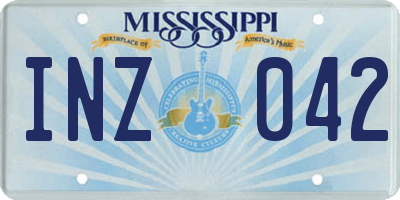 MS license plate INZ042