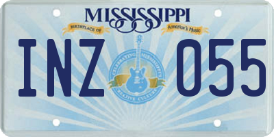 MS license plate INZ055