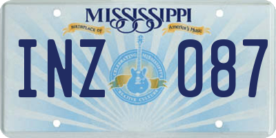 MS license plate INZ087