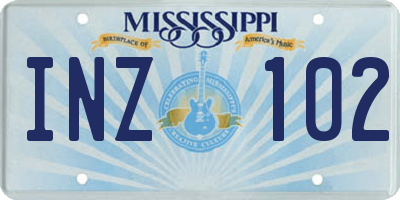 MS license plate INZ102