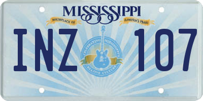 MS license plate INZ107