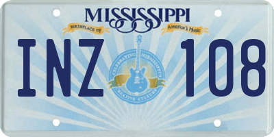 MS license plate INZ108