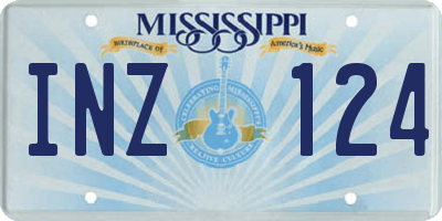 MS license plate INZ124