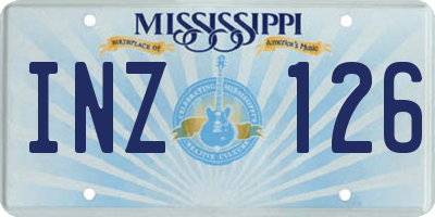 MS license plate INZ126
