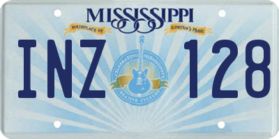 MS license plate INZ128