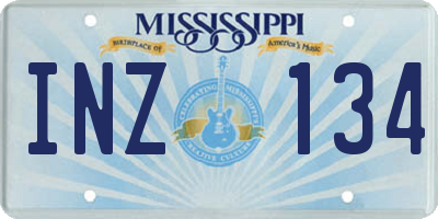 MS license plate INZ134