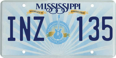 MS license plate INZ135