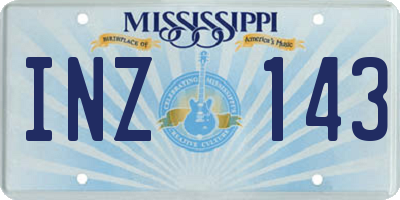 MS license plate INZ143