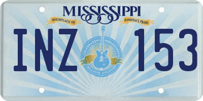 MS license plate INZ153