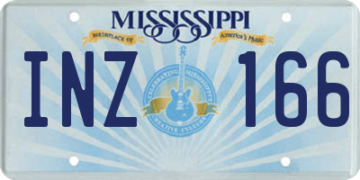 MS license plate INZ166