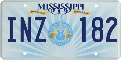 MS license plate INZ182