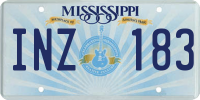 MS license plate INZ183
