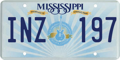 MS license plate INZ197