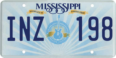 MS license plate INZ198