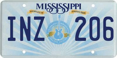 MS license plate INZ206