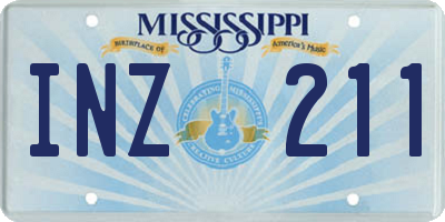 MS license plate INZ211
