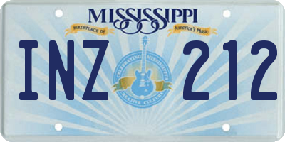 MS license plate INZ212