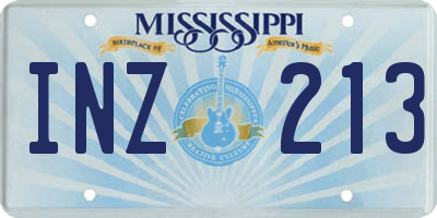 MS license plate INZ213
