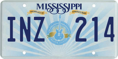 MS license plate INZ214