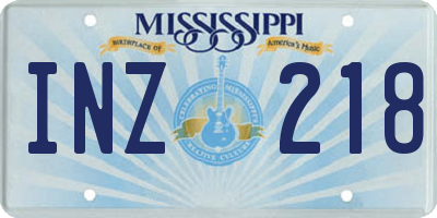 MS license plate INZ218