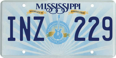 MS license plate INZ229