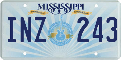 MS license plate INZ243