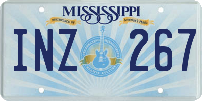MS license plate INZ267