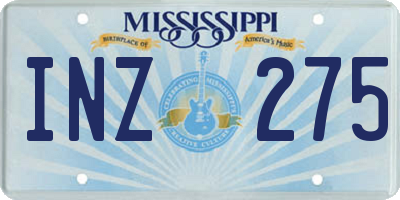 MS license plate INZ275