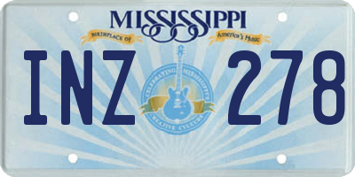 MS license plate INZ278