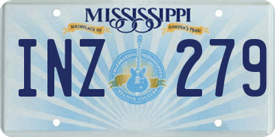 MS license plate INZ279