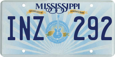 MS license plate INZ292