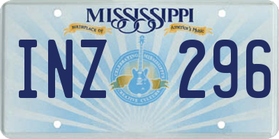 MS license plate INZ296
