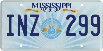 MS license plate INZ299