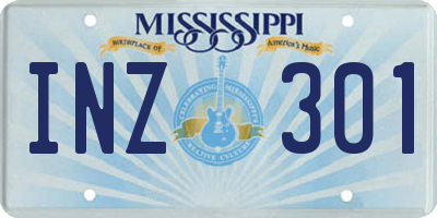 MS license plate INZ301